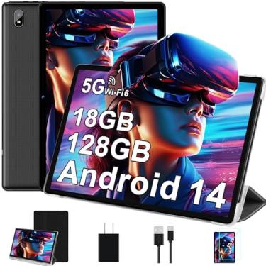 Imagem de DMOAO Tablet, tablets de 2024 de 10,1 polegadas, tablet Android com 18 GB de RAM + 128 GB de ROM/expansão de 1 TB, CPU Octa-Core de 1,8 GHz, bateria de 6000 mAh, WiFi 5G, WiFi 6, BT5.0, Widevine L1 HD