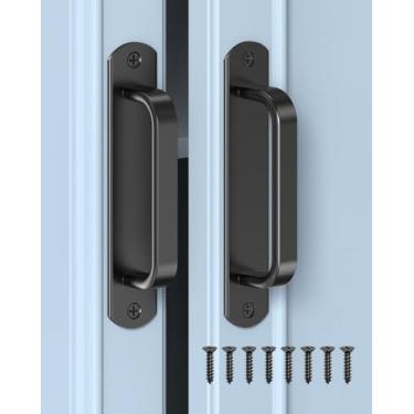 Imagem de Anobeyi Maçaneta deslizante de porta de celeiro de 14 cm - Puxadores de armário de ferragens de alumínio para gaveta, armário, chuveiro/vidro/galpão/cozinha/portas de portão de garagem com parafusos