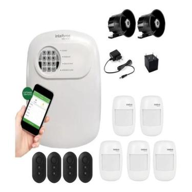 Imagem de Kit Alarme Intelbras Potente com 5 Sensores Sem Fio e 2 Sirenes