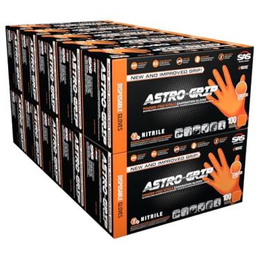 Imagem de SAS 66575 Luva Descartável Sem Pó Astro Grip De Nitrila, Extragrande (Pacote Com 1000), Laranja