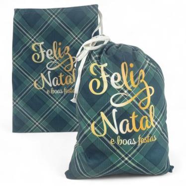 Imagem de Saco de Presentes Luxuoso Natalino Papai Noel Natal 40cm - MultiA, Ver