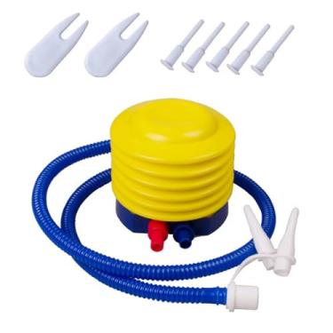 Imagem de SquEqu Bomba de bola de ioga, bolas de exercício, bomba manual de pressão para os pés, inflador de ar com plugue de pino, kit adaptador para esportes, fitness, balão, anel de natação, boia de piscina