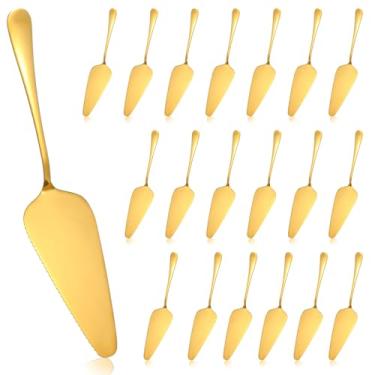 Imagem de 20 peças de espátula para servidor de pizza de aço inoxidável, utensílio profissional de pastelaria para pizza, sobremesa, corte, queijo, 23 cm, dourado
