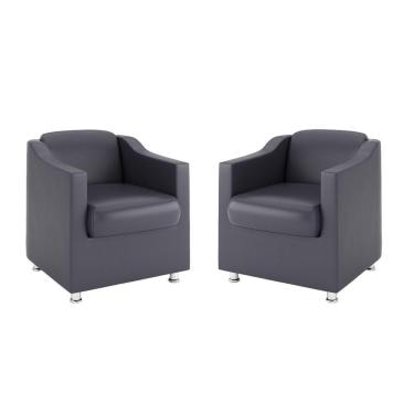 Imagem de Kit 2 Poltronas Decorativas Para Recepção Courino Cinza
