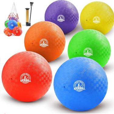 Imagem de 10 Inch Kickball Set, Dodgeballs 6 Pack, Playground Balls for Kids&Adults, Bouncy Balls Includes Pump and Storage Bag, Handball for Outdoor & Indoor Games, Boys and Girls Gift with Gift Box