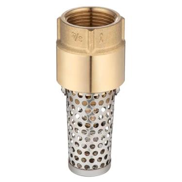 Imagem de (1 pacote) Válvula de pé de latão Asterbacks Conexão fêmea NPT de 3/10.2 cm com filtro de aço inoxidável, válvula inferior de meio de refluxo resistente para bomba de água, sistema de irrigação