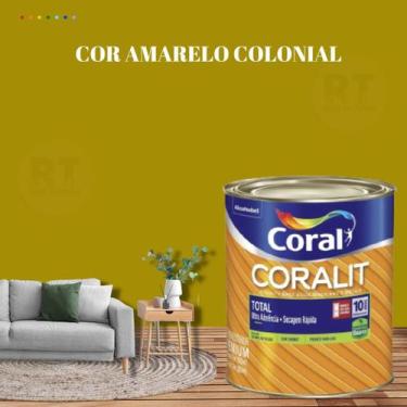 Imagem de Tinta Esmalte Sintético Base Água Cor Amarelo 800ml Coral Coralit Tota
