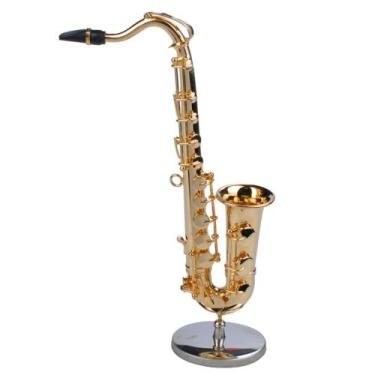 Imagem de Miniatura Saxofone Tenor Dourado Em Metal Mini Sax Decoração - GUEDES 