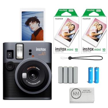 Imagem de FUJIFILM Pacote de câmera instantânea INSTAX Mini 41 com filme Instax Mini | 20 exposições + 4 pilhas AA + pano de limpeza (4 itens)