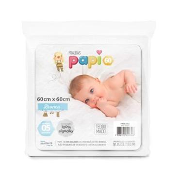 Imagem de Fralda de Pano Tecido Duplo Rosa 60x60Cm Kit com 05 Un Papi Linha Premium M5 Armarinhos (Neutro)