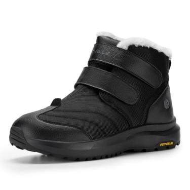 Imagem de FitVille Botas de neve masculinas extra largas para uso ao ar livre, botas largas de inverno, botas de inverno masculinas leves e largas à prova d'água com isolamento V3, Preto, 13 X-Wide