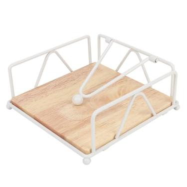 Imagem de Porta-guardanapos Suporte de toalha de papel de ferro forjado, rack de armazenamento de guardanapos de metal quadrado para cozinha, restaurante, café, porta-guardanapos de hotel (branco)