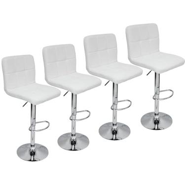 Imagem de Kit 4 Banquetas Confort Gomos Estofada Giratória Branco - Lianto Decor