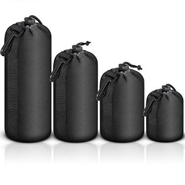 Imagem de Pacote com 4 capas de lente Selens com estojo de lente de neoprene de proteção grossa para lente de câmera DSLR Sony Canon Nikon Pentax Olympus Panasonic – Tamanho: pequeno, médio, grande e extra grande
