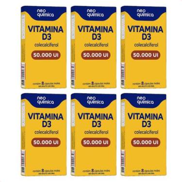 Imagem de Kit com 6 - Vitamina D 50000UI - Suplemento Alimentar 8 Cáps - Neo Quí