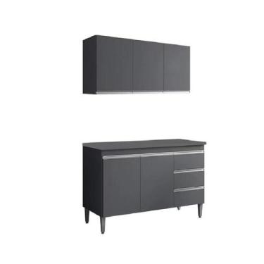 Imagem de Balcão de Cozinha 120mt Para Pia e Armário Suspenso Andréia Cinza Ajl