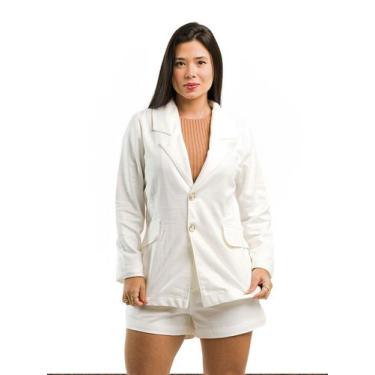 Imagem de Blazer Alfaiataria Sem Elastano - Restrito Jeans, 38, Branco