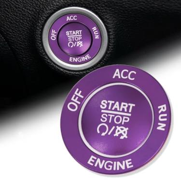 Imagem de x xotic tech Kit de adesivos de capa de botão de parada de partida do motor compatível com Dodge Challenger Charger 2015-2025 ou Chrysler 300 ou Jeep Cherokee, acabamento decorativo de botão de