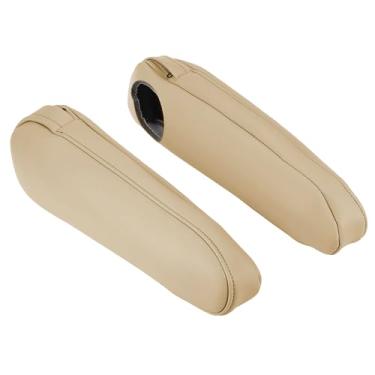 Imagem de Unifizz 1 par de capa para console central do assento dianteiro do carro capa de substituição de couro de microfibra bege para Toyota Sienna 2011 2012 2013 2014 2015 2016 2017 capa de descanso de