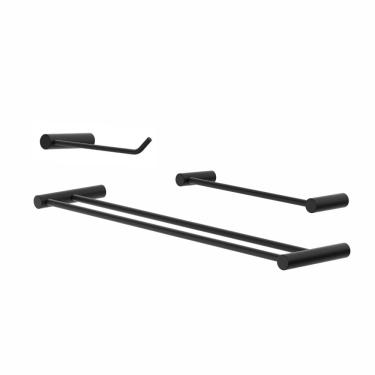 Imagem de Kit De Acessórios Duplo Para Banheiro Orion Suporte Preto 2040OR