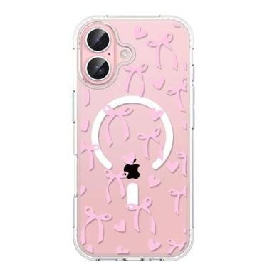 Imagem de Jmltech Capa magnética para iPhone 17 feminina estética com laço de fita transparente compatível com MagSafe sem fio, fina, antiamarelamento, à prova de choque, capas protetoras para celular