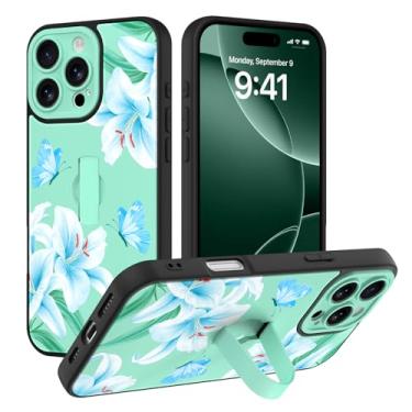 Imagem de AIGOMARA Capa compatível com iPhone 16 Pro Max com alça de dedo, estampa floral de lírio de borboleta para mulheres e meninas, capa protetora fina à prova de choque de TPU macio para iPhone 16 Pro Max
