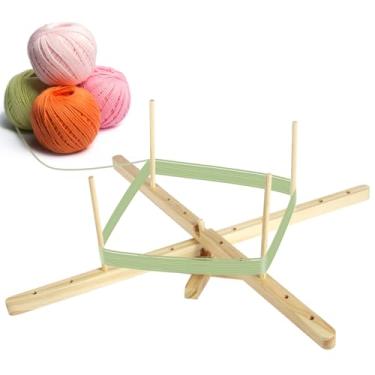 Imagem de Enrolador de fios Swift, suporte de enrolador de fio de madeira de pinho estilo amish de mesa, giratório ergonômico de fio de madeira giratório para crochê, enrolador de esferas de fio conveniente