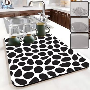 Imagem de Ruhuayoupin Escorredor de pratos dobrável para balcão de cozinha absorvente sobre escorredores de louça, escorredores de pratos multiuso para balcão de cozinha, almofada de cozinha fácil de limpar