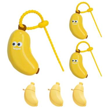 Imagem de Capa de escova de dentes de banana, 3 peças, linda caixa de escova de dentes de banana com dispensador de pasta de dente para casa, viagem, negócios, acampamento ao ar livre
