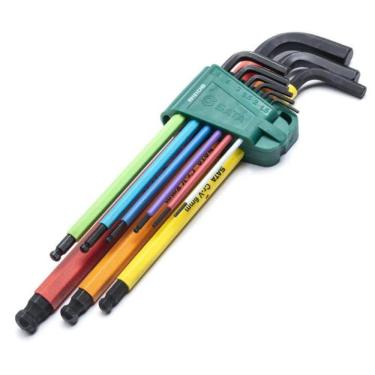 Imagem de Jogo de Chave Hexagonal Longa Color Hex / Abauladas 9 Peças - ST09101CHBSJ - SATA