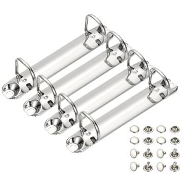 Imagem de PATIKIL B7 Mecanismos de fichário de 2 furos, conjunto de 4 anéis D de 2 cm, organizador de fichário de substituição de folhas soltas para organizadores, acessórios de pasta de armazenamento de papel