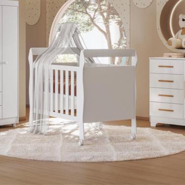 Imagem de Miniberço 2 em 1 Versátil Transforma-se em Minicama para Acompanhar o Crescimento do Bebê Feito em MDF Resistente Design Unissex na Cor Branca para um Quarto Infantil Aconchegante e Funcional