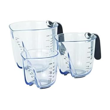 Imagem de KitchenAid Copos medidores angulares universais de fácil visualização, conjunto de 3, transparente com alças pretas