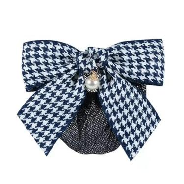 Imagem de Fitas de cabelo de crochê, rede de coque de crochê, pérolas, pingente, clipes de mola, rede de cabelo retrô, coque de cabelo, escritório, gravata presilha