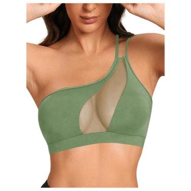 Imagem de Sutiã esportivo COZYEASE One Shoulder Yoga Light Support verde