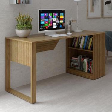 Imagem de Mesa Escrivaninha 1 Prateleira Me4182 Amêndoa - Tecno Mobili, Marrom