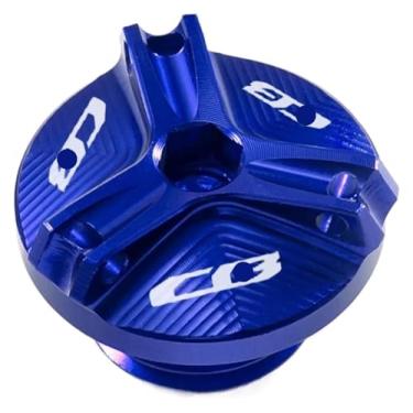 Imagem de BYYINGSUS Compatível com CB 1000R CB1000RR CB650R CB 650R 300F CB500F CB500X CB600F CB650F 900F CB1100 Tampa de parafuso de tampa de óleo de motor (azul CB)