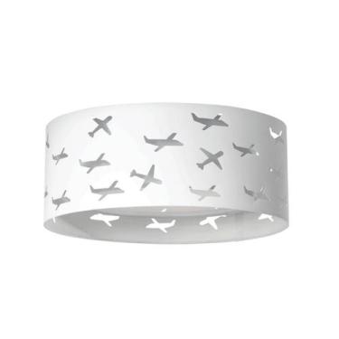 Imagem de Luminária Infantil Plafon Aviões Duplo Cinza 40x16 - Tom Luz