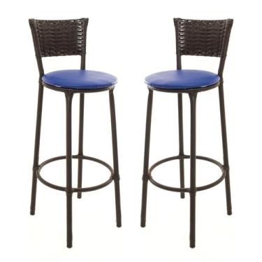 Imagem de KIT 2 Banquetas Alta Encapada Junco CAFÉ Area de Lazer Cozinha Bancada