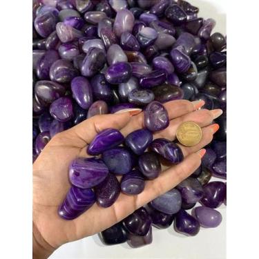 Imagem de 1 Kg de Ágata Lilás Rolada - Pedra Natural Extra 20 a 35 mm - Atacado