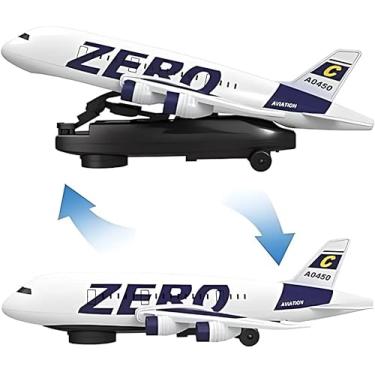Imagem de Avião de Brinquedo com Luzes, Som e Movimento, Modelo Zero Aviation, Branco e Azul