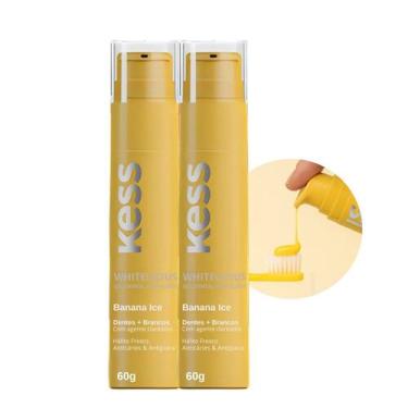 Imagem de Kit 2 Pasta de Dente Gel Dental Creme Whitedelicious Kess Banana Ice 6