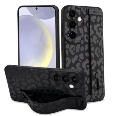 Imagem de LSL Capa para Samsung Galaxy S24 5G com alça de dedo para mulheres e meninas, linda capa de telefone leopardo com suporte de pulseira, capa fina protetora de silicone à prova de choque para câmera