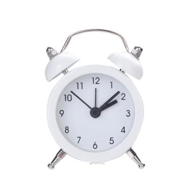 Imagem de Despertador digital, despertador de sino duplo, ótimo para pessoas com sono pesado, elegante operado por bateria para quarto e decoração para pessoas com sono pesado (branco)
