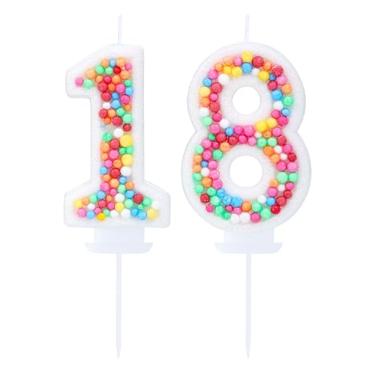 Imagem de Kinsynko Vela de aniversário de 18 anos, número 16, para bolos de aniversário de 16 anos, colorida, doce, dezesseis anos, aniversário de casamento, decoração de bolo de festa