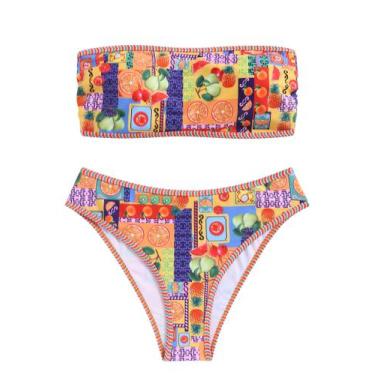 Imagem de Biquíni ZAFUL, roupa de banho feminina sem alças com nervuras e corte 