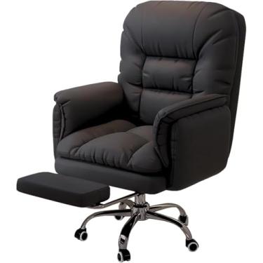 Imagem de Cadeira De Escritório Em Casa, Cadeira De Escritório Ergonômica, Cadeira De Computador Reclinável Estofada De 360 ° Com Encosto Inclinável, Cadeira De Mesa Aj, Black, With Footrest