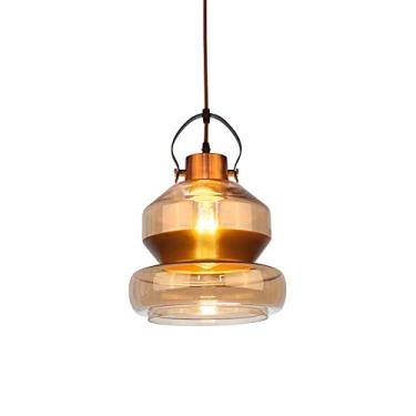 Imagem de YQSLQZZ Luminária pendente de vidro âmbar, lustre de sala de jantar vintage industrial, luzes de teto suspensas acima da pia da mesa de jantar, para fazenda da ilha da cozinha, luzes E27*1