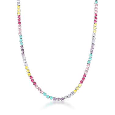 Imagem de Colar Riviera zircônias de Corações em Ródio semijoia