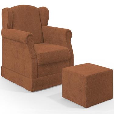 Imagem de Poltrona De Amamentação Com Balanço E Puff Elisa P02 Bouclê Terracota - Lyam Decor